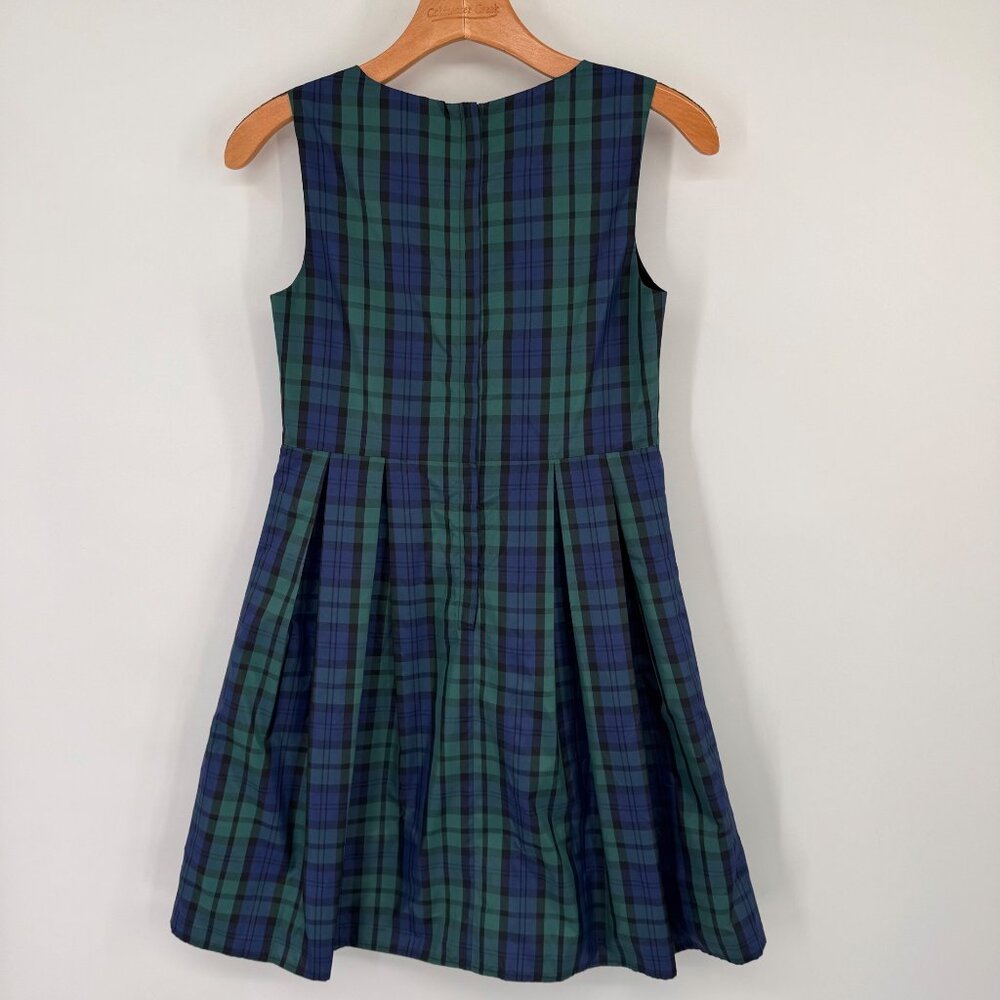 Vineyard Vines girls Sleeveless satin Plaid Dress Green Blue Size 14 holiday new - Picture 12 of 13